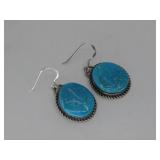 Sterling Silver Vtg. Hallmarked Turq. Earrings