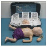 Vtg Resusci Baby Training Doll In Case