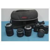 Vtg Pentax Camera Assorted Lenses & Bag See Info