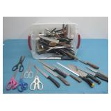 Assorted Kitchen Knives, Scissors & More