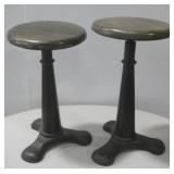 Two Cast Iron Swivel Seat Stools 12' x 21'