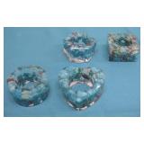 Four Turquoise Coral Napkin Holders