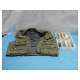 WRFS Fishing Vest Sz M & Fishing Lures