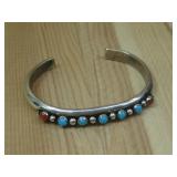 Sterling Silver Zuni Turq Coral Bracelet Hallmark