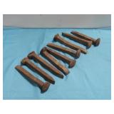 Nine Vtg Railroad Spikes