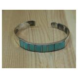 Sterling Silver Test Inlay Turq. Toddler Bracelet