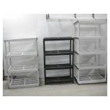 Three Plastic Storage Shelves Largest 3' x 6' x 2'