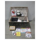 Antique Folk Art Trunk W/Various Art Books See
