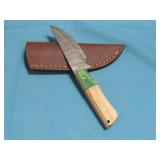 Damascus Hunting Knife W/ Wood Handle 8'