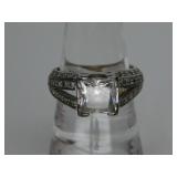 Sterling Silver Vtg. Hallmarked Cz Ring