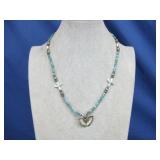 Vtg Navajo Blue Bead Necklace W/ Butterfly See