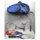 Four Wilson/Head Rackets & Wilson US Open Bag See