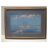 Vtg James A. Flood U.S.S Arizona Print 32.5' x 24'