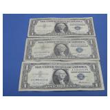 Three 1957 Silver Certificates Blue Seal