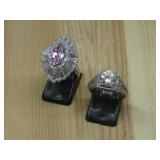 Two Sterling Silver CZ Rings Hallmarked