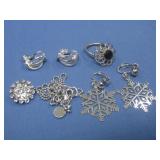 Silver Tone Ring & Clip On Earrings Sets