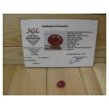 SGL Natural Red Ruby Corundum 6.7cts W/ COA See