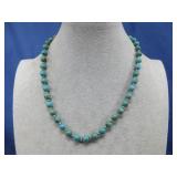 Sterling Silver Clasp Turq. Style Beaded Neklace