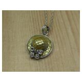 Sterling Silver Marcasite Pendant Hat Necklace