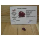 SGL Natural Red Ruby Corundum 11.6cts W/ COA See