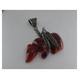S.S Vtg. N/A Tested Amber 27.7g T.W Pendant