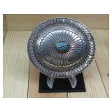 Sterling Silver Turq Concho Belt Buckle Hallmarked