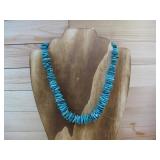 Sterling Silver Graduated Turq. Slab Necklace See