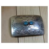 Sterling Silver Stamp Work Belt Buckle Hallmarked