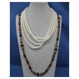 Two Faux Pearl Necklaces