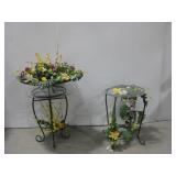 Two Side Tables W/ Floral Decor See Info