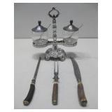 Vtg Silver Tone Condiment Cruet Set & More See