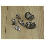 Two Pairs S.S. Marcasite Earrings Hallmarked