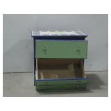 Blue & Green 3 Drawer Chest W/Tile Top See Info