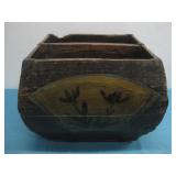 Vtg Chinese Wooden Rice Grain Basket Observed Wear