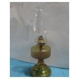 Vtg Amber Tone Glass Oil Lamp 18.5' Tall