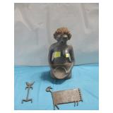 Pottery Sculpture W/Cut SW Style Metal Art See