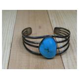 Vtg Sterling Silver Tested Turquoise Bracelet See