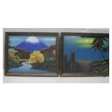 Framed Mount Fuji & Tropical Beach Paintings See