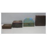Four Wooden Trinket Boxes Largest 6' x 6'