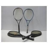 Four Tennis Rackets Dunlop, Prince & Wilson