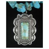 Silvertone Howlite Pendant & Necklace W Bust