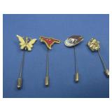 Four Vtg Stick Pins Iowa State, Butterfly & More