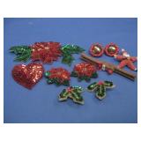 Vtg Christmas Clip On Earrings & Pin