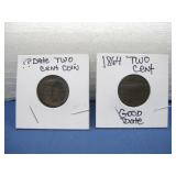 2 Two Cent Coins 1864 & Unknown Date