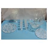 Assorted Crystal Punch Bowl, Plates, Cups & More