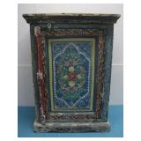 Vtg Vibrant Floral Indian Motif Night Stand See