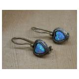 Sterling Silver Israel Opal Earrings Hallmarked
