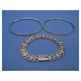Sterling Silver Bracelet & Two Bangle Bracelets