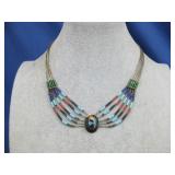 Hallmarked Vtg Navajo 4 Strand S.S. Necklace See