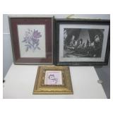 Two Framed Prints & Floral Painting See Info